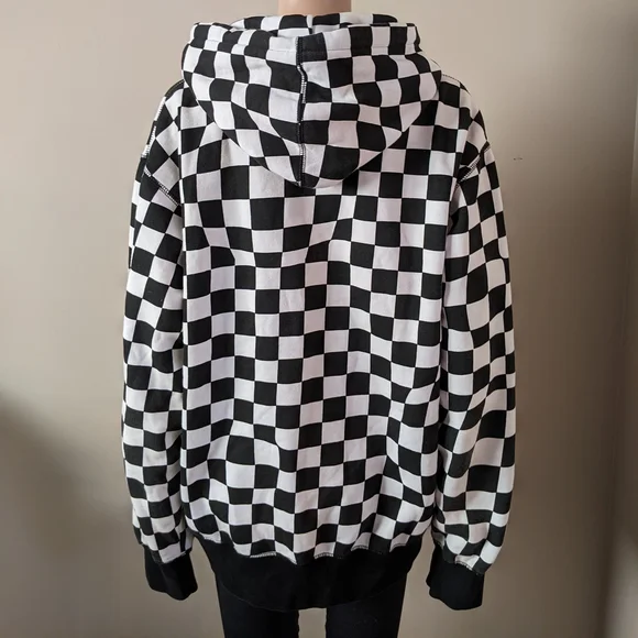 Ripzone Skateboard Checkered Black White Hoodie, Men's Large - Picture 4 of 6